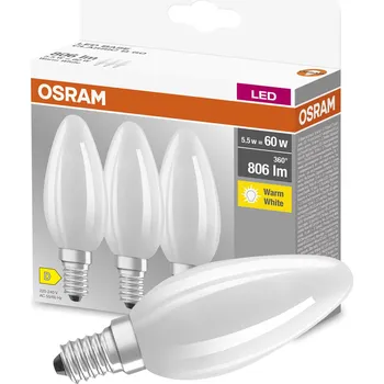 Žárovka Osram LED žárovka svíčka 5,5W E14 806lm 2700K teplá bílá 3 kusy