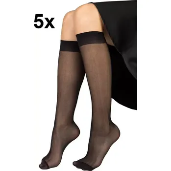 Dámské punčochy Podkolenky Nylon Knee-Socks 20 DEN - 5 párů - černá