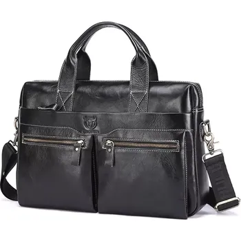 Bullcaptain pánská kožená brašna Asparuch Černá 11L