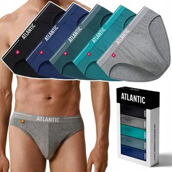 Slipy Pánské slipy 5-BALENÍ Sportovní Bavlněné Slipy ATLANTIC 5SMP-004 - M