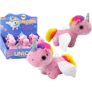 plyšák Růžový plyšový poník jednorožec s natahovacím mechanismem, skákací