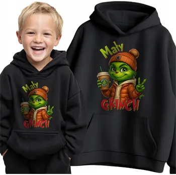 Chlapecká mikina DĚTSKÁ MIKINA VÁNOČNÍ MALÝ GRINCH DÁREK K VÁNOCŮM ČERNÁ