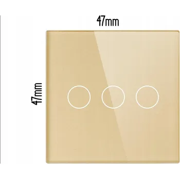 vypínač MALÝ SKLENĚNÝ PANEL PRO DOTYKOVÉ MODULY OSVĚTLENÍ TROJITÝ 3G 47mm ZLATÝ