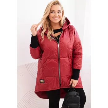 Kesi Włoski Dámská zimní bunda Plus Size prošívaná s kapucí bordová Kesi Włoski černá | tmavě červená 3464794