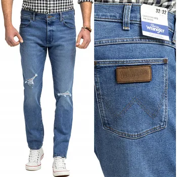 Pánské džíny Wrangler LARSTON SLIM TropicThunder DŽÍNY S DÍRAMI W33 L32