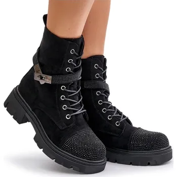 Dámská zimní obuv Dámské pracovní kotníkové KOTNÍKOVÉ BOTY , zateplené, zdobené zipem, S.BARSKI HY42-281, černé 37