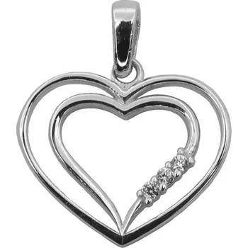 Přívěsek Zlatý přívěsek z bílého zlata se zirkony srdce 2714LOTW (585/1000) 0.9 g