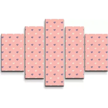Obraz Sablio Obraz - 5-dílný Srdíčka na růžové - 100x60 cm