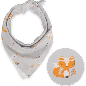 Šátek Dětský bavlněný šátek Sandra SA-699 Oranžová zvířátka Indiáni na šedém 80 x 80 cm
