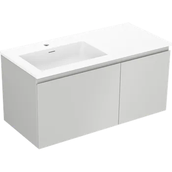 Koupelnový nábytek Mexen Orio koupelnová skříňka 100 cm s umyvadlem Otis levým, 1S, 1D, šedá mat/bílá mat - 91A13-10047-3-BBFF62-W18L01 Skříňky s umyvadlem