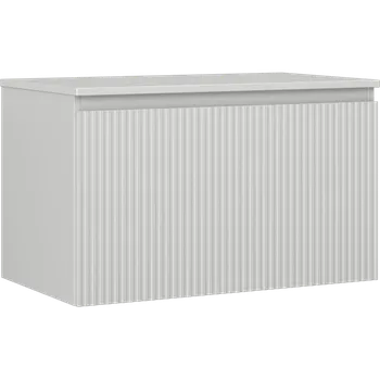 Koupelnový nábytek Mexen Rivel koupelnová skříňka pod umyvadlo 80 cm s deskou, 1 zásuvka, drážkovaná, šedá mat - 91A20-08047-1-BFC62 Koupelnové skříňky