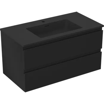 Koupelnový nábytek Mexen Orio koupelnová skříňka 90 cm s umyvadlem Otis, 2 zásuvky, černá mat - 91A10-09047-2-BFF71-W18M71 Skříňky s umyvadlem