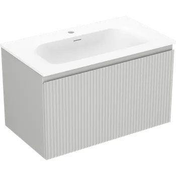 Koupelnový nábytek Mexen Rivel koupelnová skříňka 80 cm s umyvadlem Vela, 1 zásuvka, drážkovaná, šedá matná/bílá matná - 91A20-08047-1-BF62-W23M01 Skříňky s umyvadlem