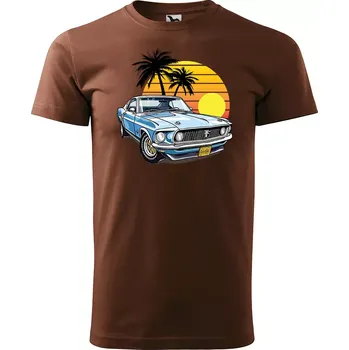 Pánské tričko Sablio Tričko s potiskem Car Sunshine - hnědé S