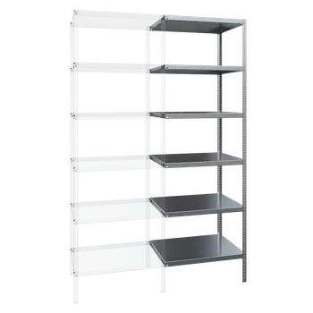 Dílenský regál RZ 150 regál přídavný, 2800x900x750 mm/6 polic, pozink