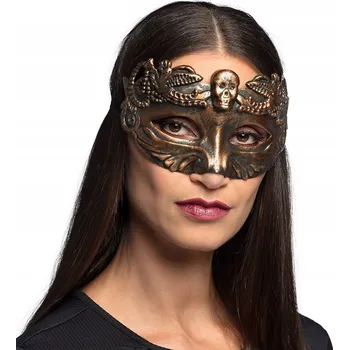 Karnevalová maska Maska na oči (benátská) Boland Maska s lebkou, plastová, ďábel, oranžová