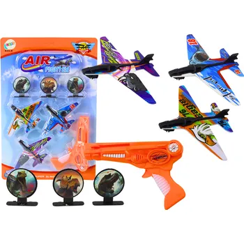 Dětská zbraň Pistole vystřelovač letadel 3 letadla 3 terče oranžová