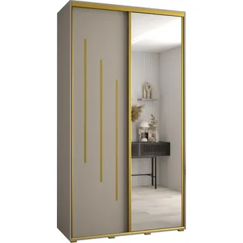Šatní skříň Šatní skříň s posuvnými dveřmi a zrcadlem Dakota 9 140 60 hloubka - Abiks Meble Kašmírová / Zlatá 140x235.2 cm