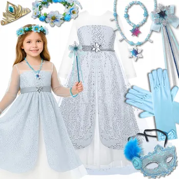 Karnevalový kostým KOSTÝM ELZY PŘEVLEK ŠATY ELSA ELZA LEDOVÉ KRÁLOVSTVÍ SADA BAL 92 98 CM