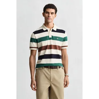 Pánské oblečení POLOKOŠILE GANT STRIPED SS POLO CREAM