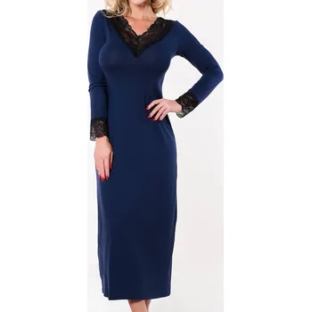 Dámské oblečení Tmavě modrá VISKÓZOVÁ noční košile CEYLON dlouhá XXL 2XL dárek k Velikonoce