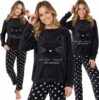 Dámské pyžamo Dámské pyžamo Margo polyester černé barvy, velikost S