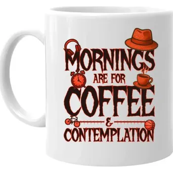 Žertovný předmět Mornings are for coffee and contemplation - pro fanoušky seriálu Stranger Things - hrnek s potiskem- Tričkový.cz