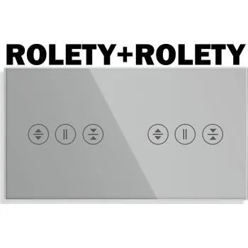 vypínač SKLENĚNÝ PANEL DOTYKOVÝCH MODULŮ DVOJITÝ 2x ROLETY ŽALUZIE STŘÍBRNÝ ŠEDÝ