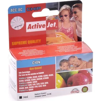 Počítač Inkoust ActiveJet pro tiskárny Canon (CLI-8C) azurové barvy