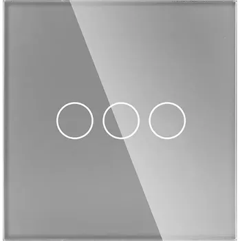 vypínač SKLENĚNÝ DOTYKOVÝ VYPÍNAČ SVĚTLA LED STŘÍBRNÝ ŠEDÝ 3-PÁKOVÝ TROJITÝ