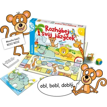 Desková hra Bonaparte Rozhýbej svůj jazýček verze CZ aneb logopedie hrou společenská hra v krabici 35x23cm