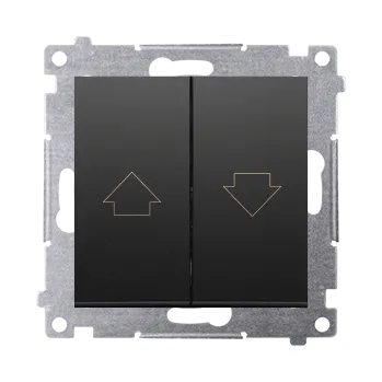 vypínač Tlačítko žaluziové, řazení 1/0+1/0 s blokováním, 16 A / 230 V~, šroubové, Simon 54 DZP1A.01/49, černá metalizovaná