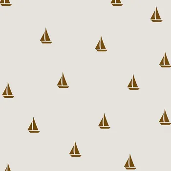 Teplákovina Takoy 150 cm nebělená mini loďky hnědé