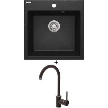 Granitový dřez Granitový dřez SET Deante EVORA ZQJ 2103 černá + Deante NEMEZJA BEN 262M černá
