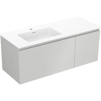 Koupelnový nábytek Mexen Orio koupelnová skříňka 120 cm s umyvadlem Otis vlevo, 1S, 1D, šedá mat/bílá mat - 91A13-12047-3-BBFF62-W18L01 Skříňky s umyvadlem