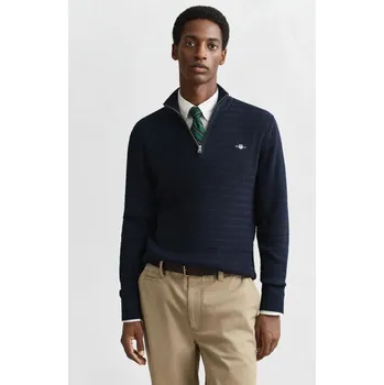 Pánský svetr SVETR GANT MINI CABLE HALF ZIP EVENING BLUE