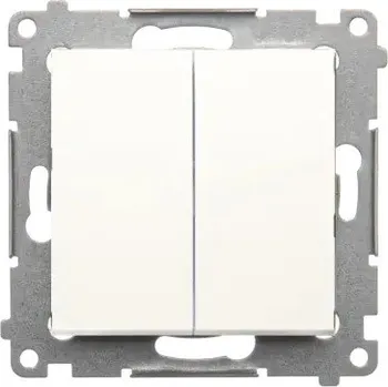 vypínač Tlačítko zapínací 4 násobné, řazení 1/0+1/0+1/0+1/0, 10 AX / 230 V~, bezšroubové svorky, Simon 54 DP4.01/11, bílá