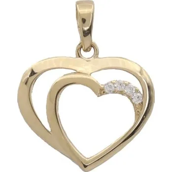 Přívěsek Zlatý přívěsek se zirkony srdce 2698LOT (585/1000) 0.75 g