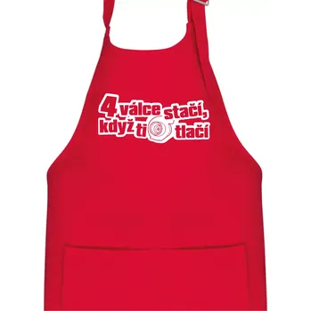 Kuchyňská zástěra 4 válce stačí když ti turbo tlačí - Dětská zástěra na vaření - Univerzální velikost ( Červená )
