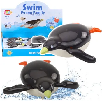 Hračka pro nejmenší Plovoucí tučňák natahovací do koupele hračka do vody šedá 14,5 cm