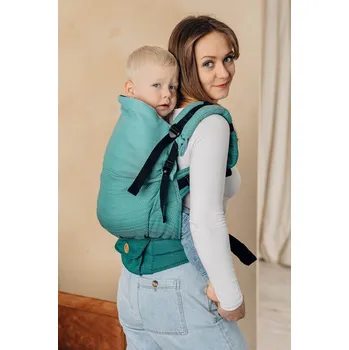 Šátek na nošení dítěte LennyLamb LennyPreschool, 100% bavlna - LITTLE HERRINGBONE OMBRE GREEN