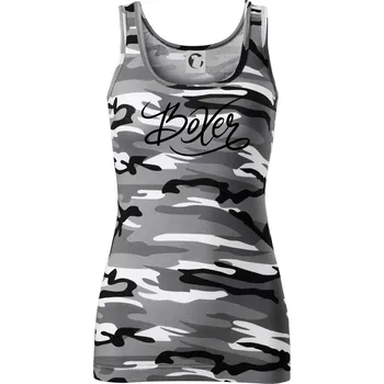 Dámské tričko Boxer - nápis okrasný - Dámské Maskáčové tílko - XS ( Šedý maskáč )