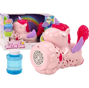 Bublifuk Stroj na mýdlové bubliny Jednorožec Světla Zvuky Růžový