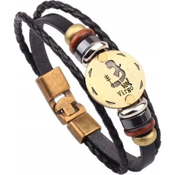 Náramek Náramek znamení zvěrokruhu KOŽENÝ náramek PANNA (Panna)