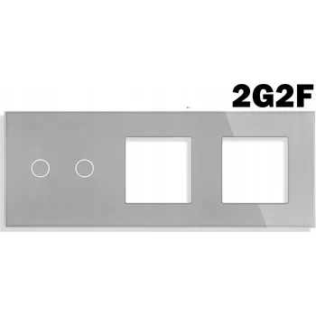 Elektrická zásuvka SKLENĚNÝ PANEL S DOTYKOVÝMI MODULY RÁMEČEK TROJITÝ 2G+2F ZÁSUVKA STŘÍBRNÁ ŠEDÁ