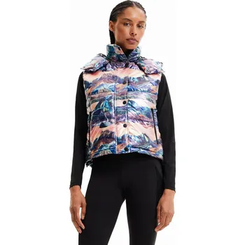 Dámská vesta DESIGUAL Vzorovaná prošívaná vesta s KAPUCE (XS)