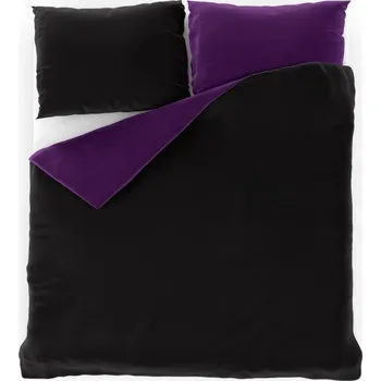 Kvalitex Saténové francouzské prodloužené povlečeníčerné-světle fialový LUXURY COLLECTION 1+2, 240x220, 70x90cm