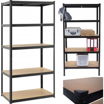 Dílenský regál Kovový skladový regál GardenLine 5 polic 180 x 90 x 30 cm, max. nosnost 175 kg