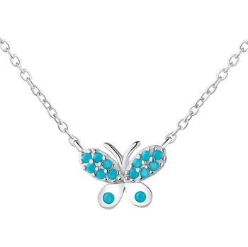 Náhrdelník Stříbrný náhrdelník se zirkony - motýl - AP542-9589