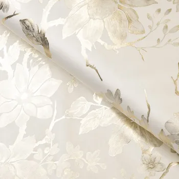 Sametová látka Isabela Flower IBL-022 Zlaté květy na smetanovém - šířka 295 cm